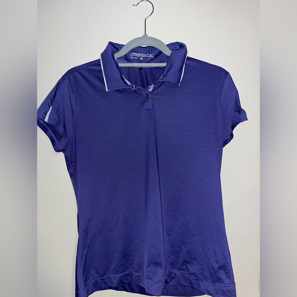 Nike Dri-Fit Purple and White Collared Golf Shirt